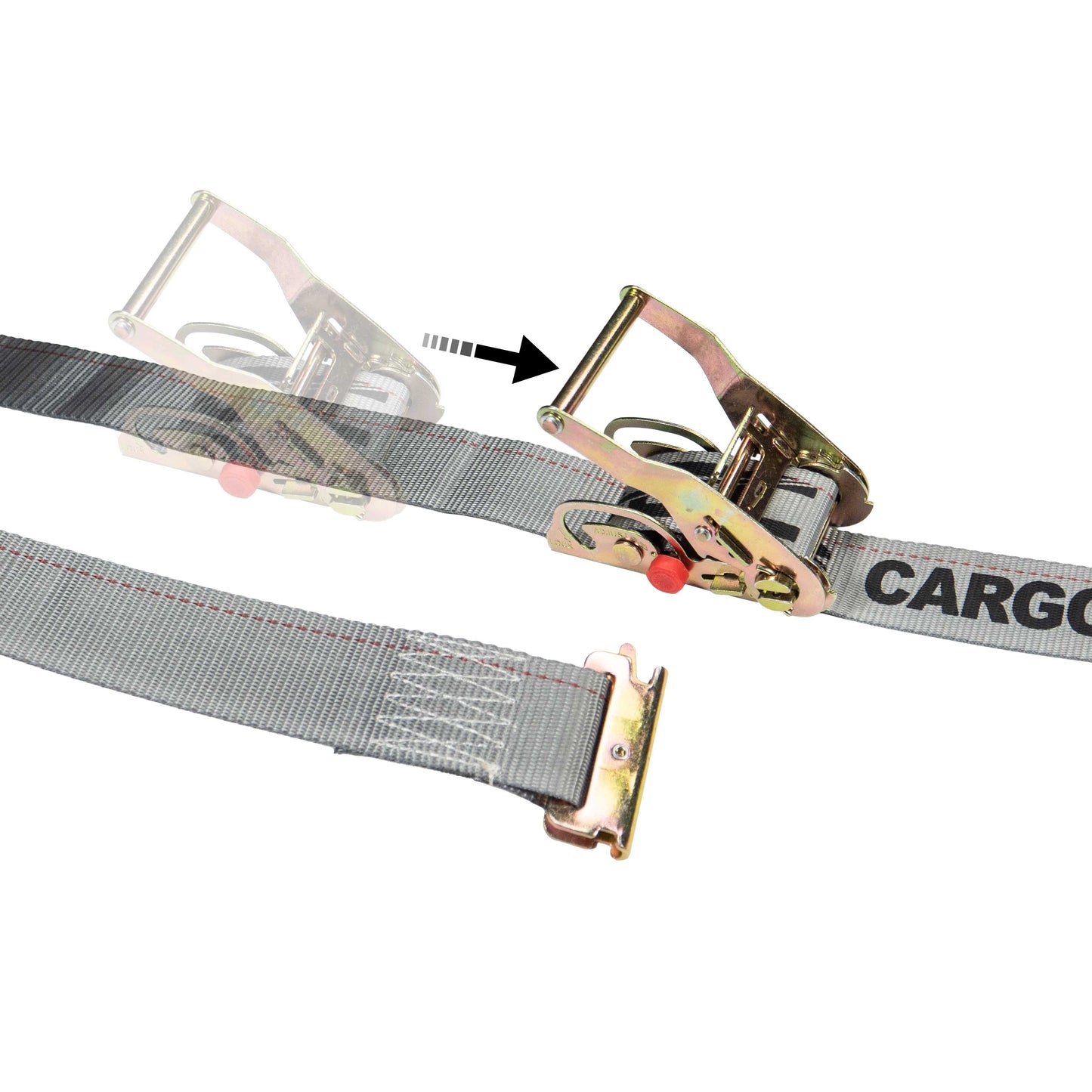 2" x 16' Gray E-Track Sliding Ratchet Strap