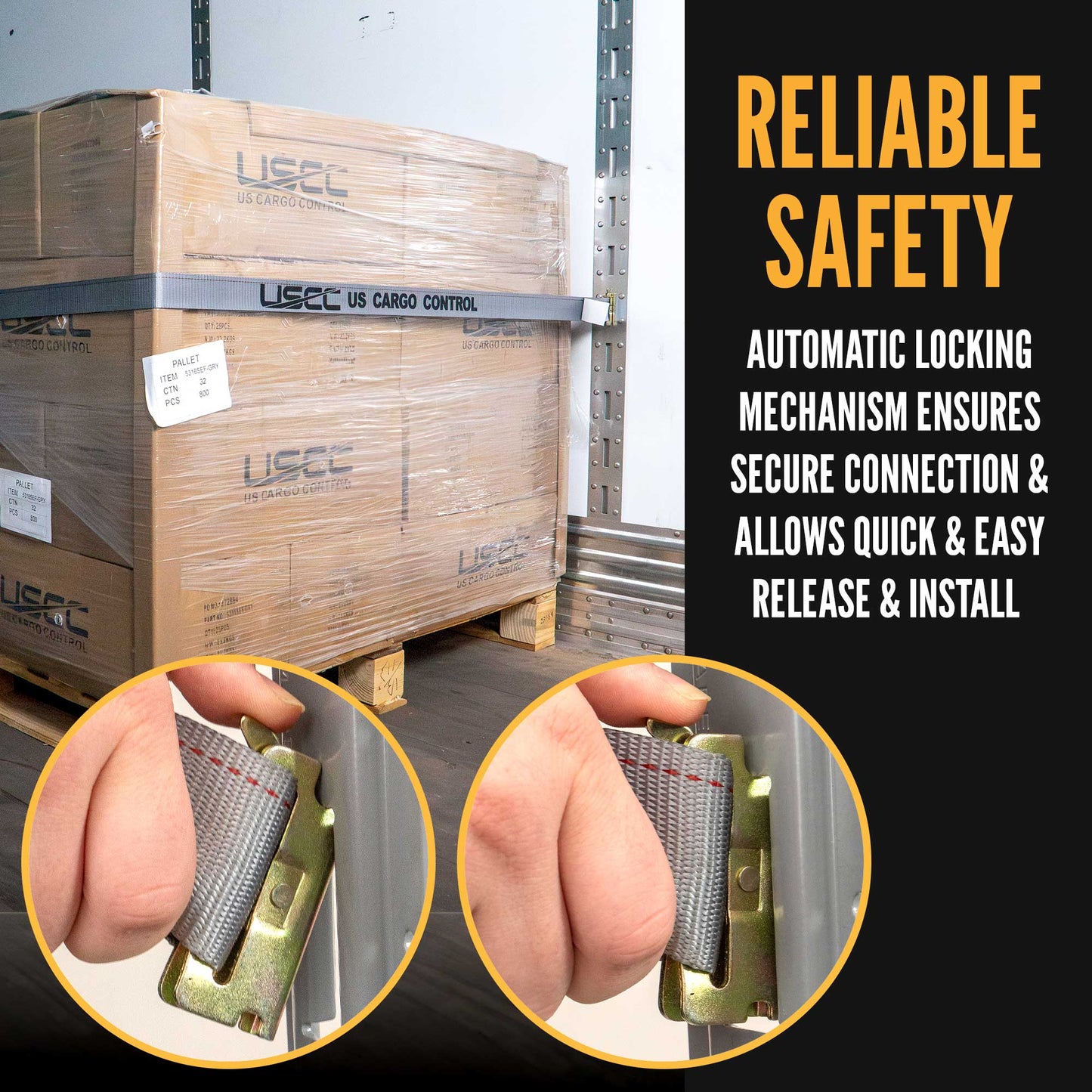 2" x 16' Gray E-Track Sliding Ratchet Strap