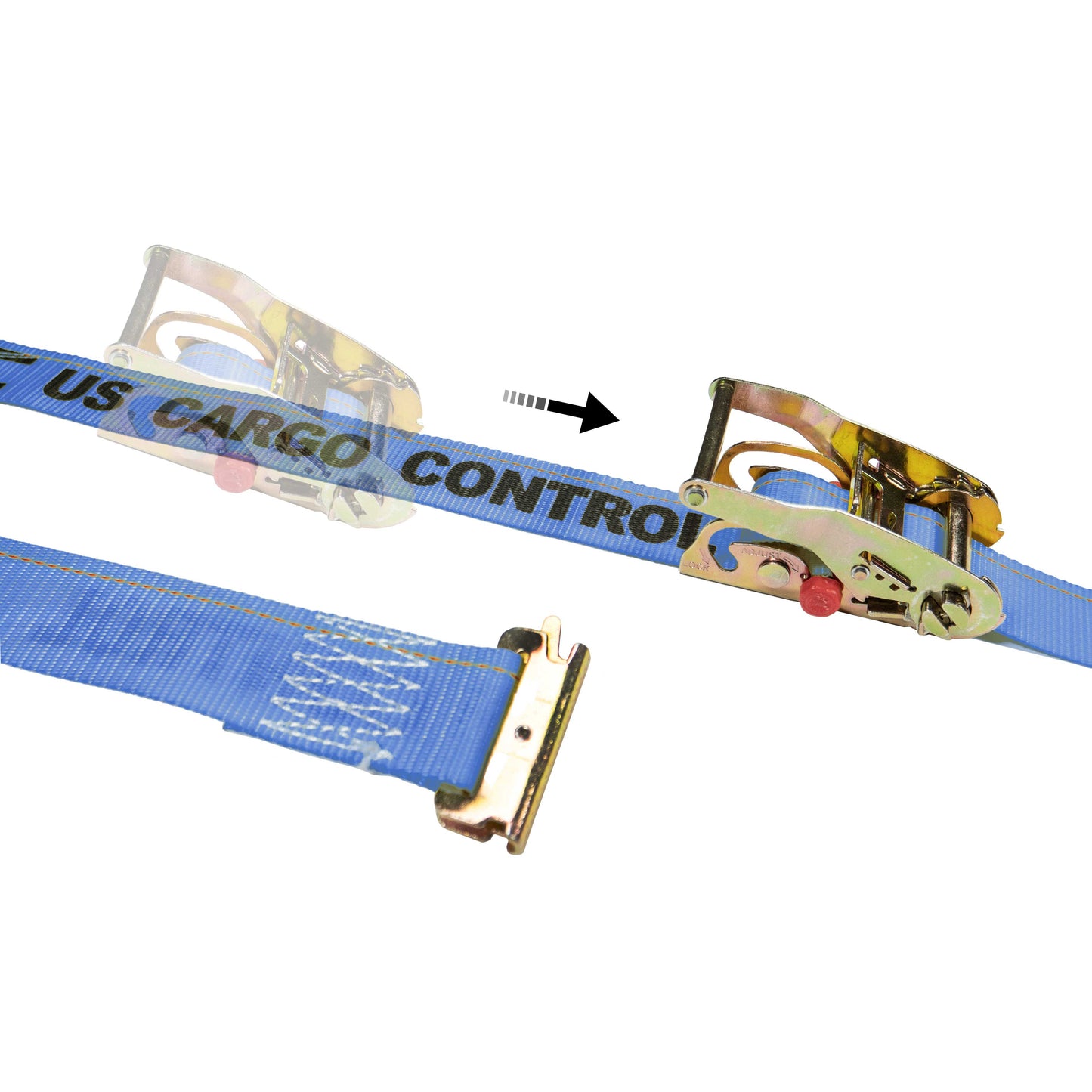 2" x 20' Blue E-Track Sliding Ratchet Strap
