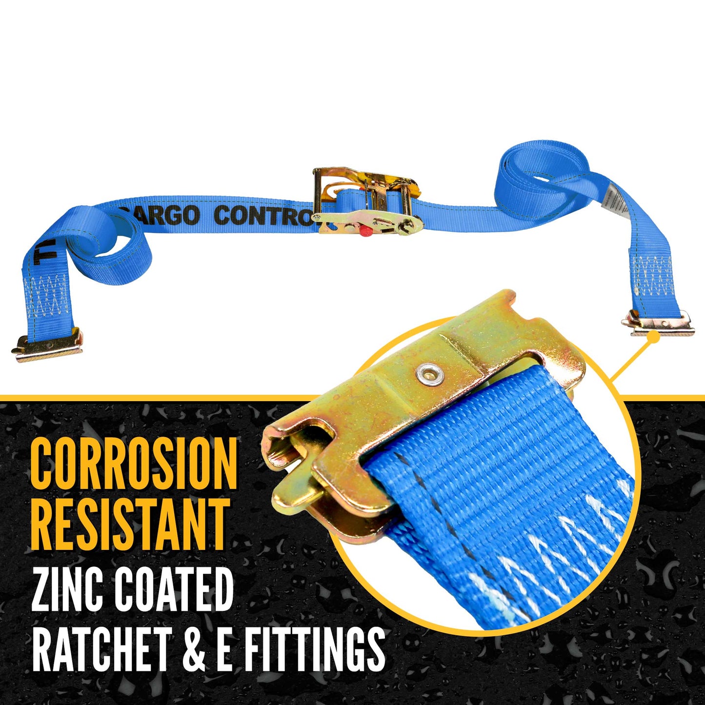 2" x 20' Blue E-Track Sliding Ratchet Strap