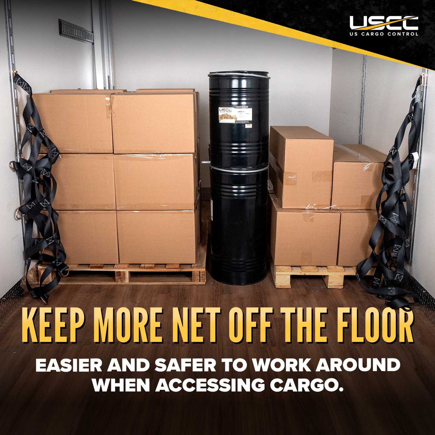 42" x 82" Heavy-Duty Cargo Net with Center Opening | Cam Buckles & E-Track Fittings