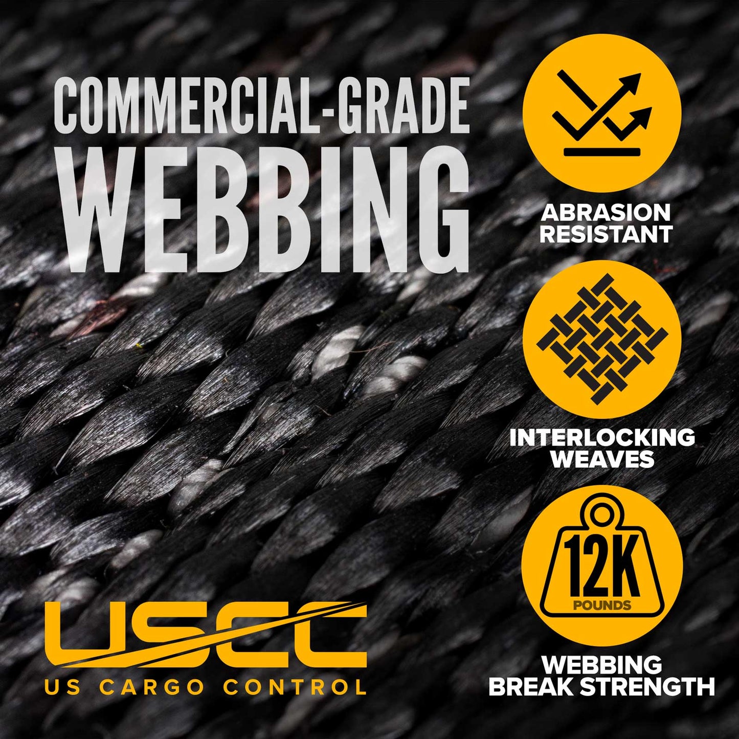82" x 82" Heavy-Duty Cargo Net with Center Opening | Cam Buckles & E-Track Fittings