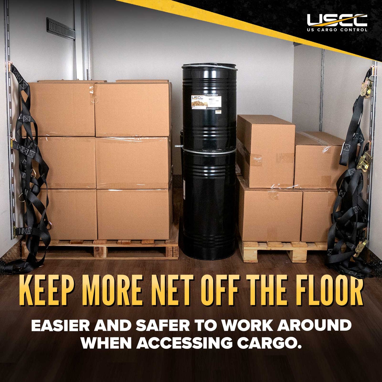 42" x 82" Heavy-Duty Cargo Net with Center Opening | Ratchets & E-Track Fittings