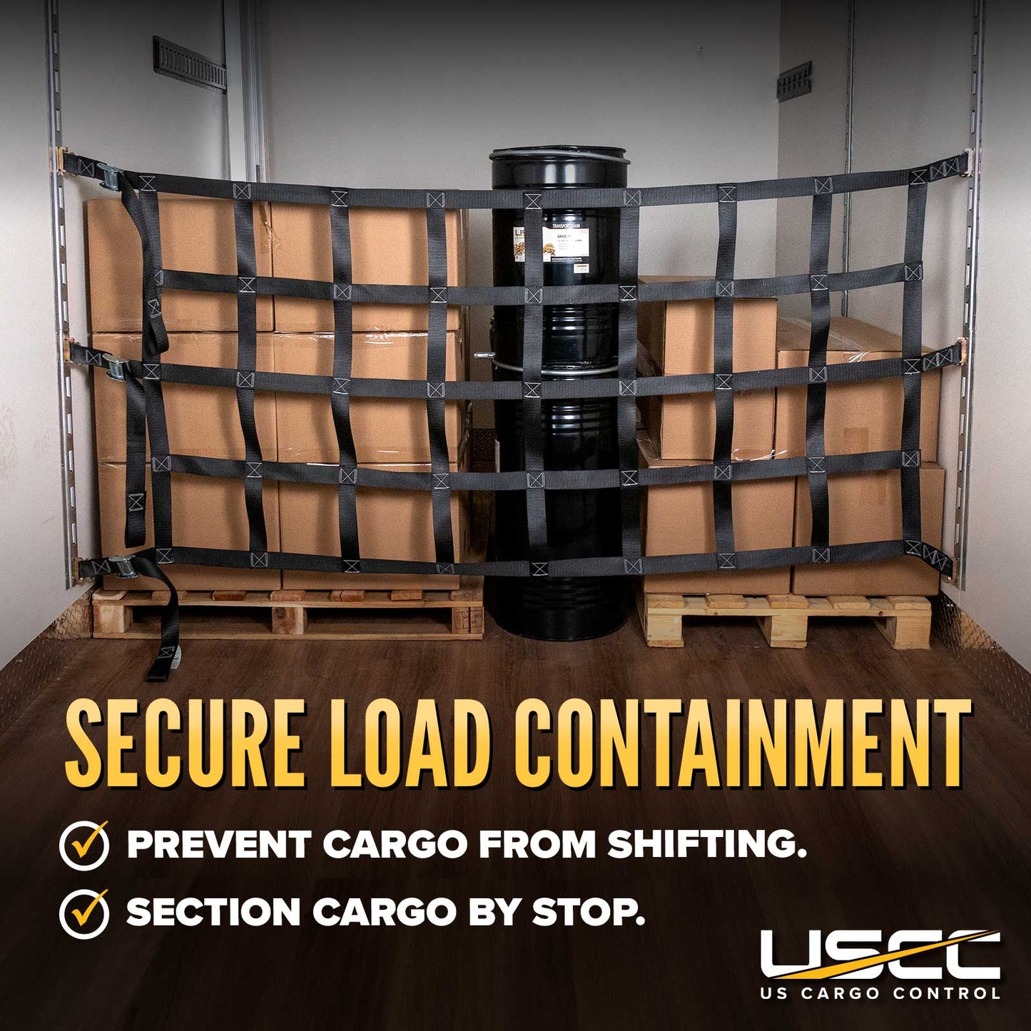 42" x 82" Heavy-Duty Cargo Net with Cam Buckles | E-Track & Double Stud Fittings