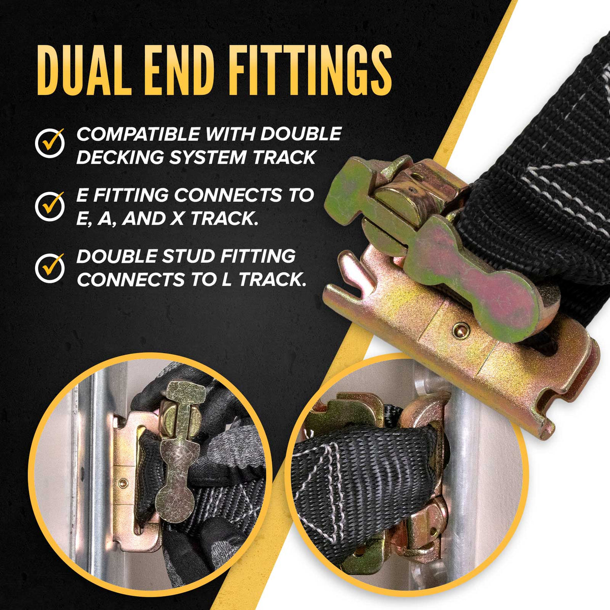 82" x 82" Heavy-Duty Cargo Net with Ratchets | E-Track & Double Stud Fittings