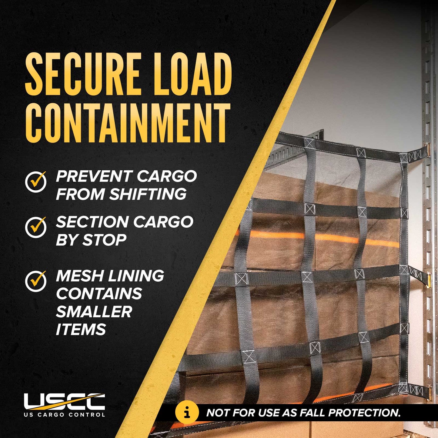 42" x 82" Heavy-Duty Cargo Net with Mesh Lining | Cam Buckles & E-Track Fittings
