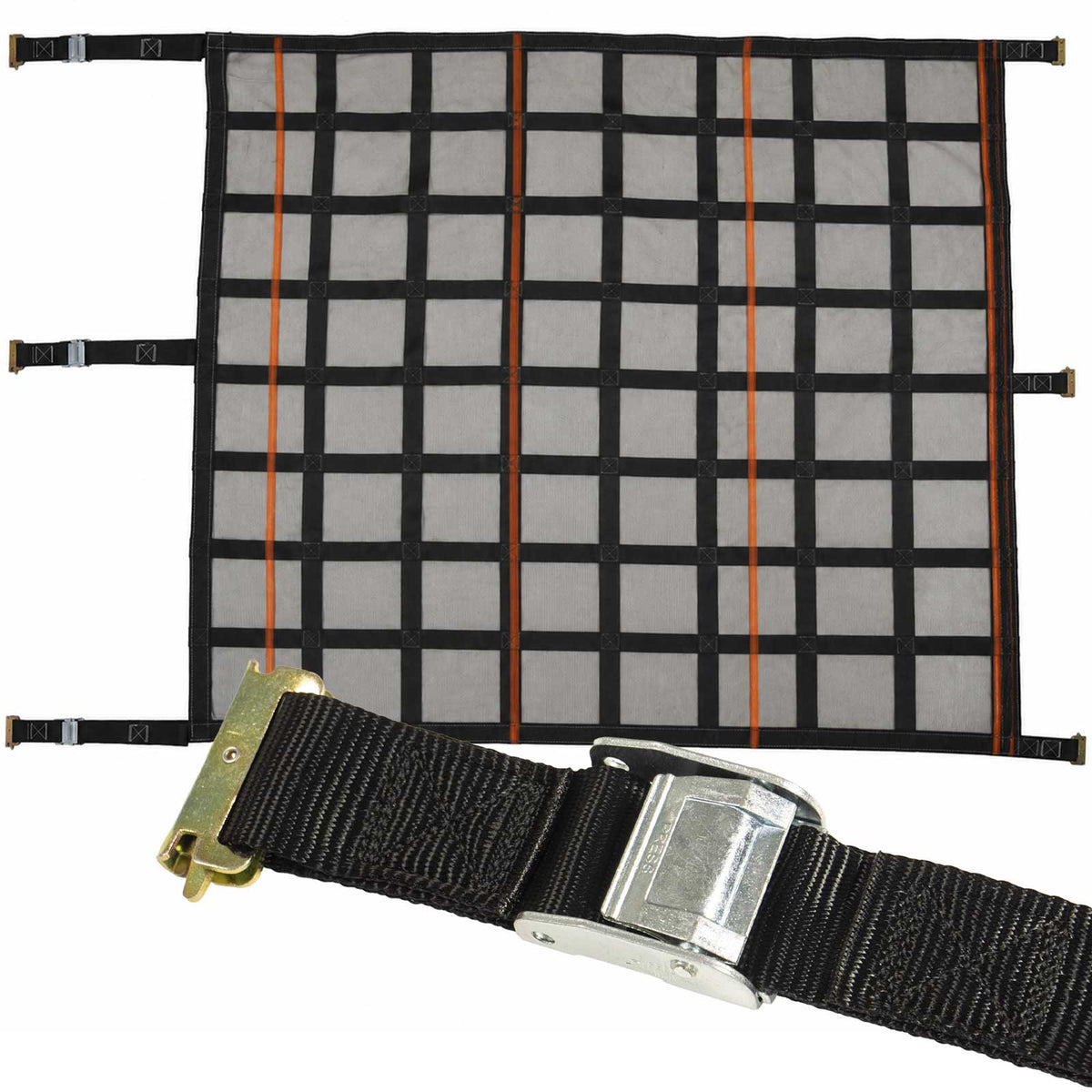 82" x 82" Heavy-Duty Cargo Net with Mesh Lining | Cam Buckles & E-Track Fittings