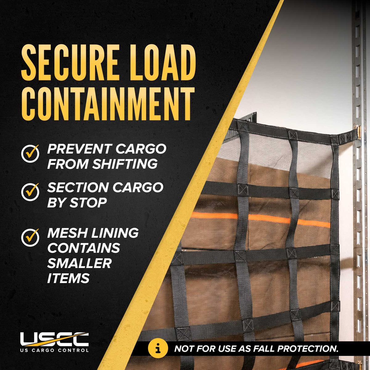 82" x 82" Heavy-Duty Cargo Net with Mesh Lining | Cam Buckles & E-Track Fittings