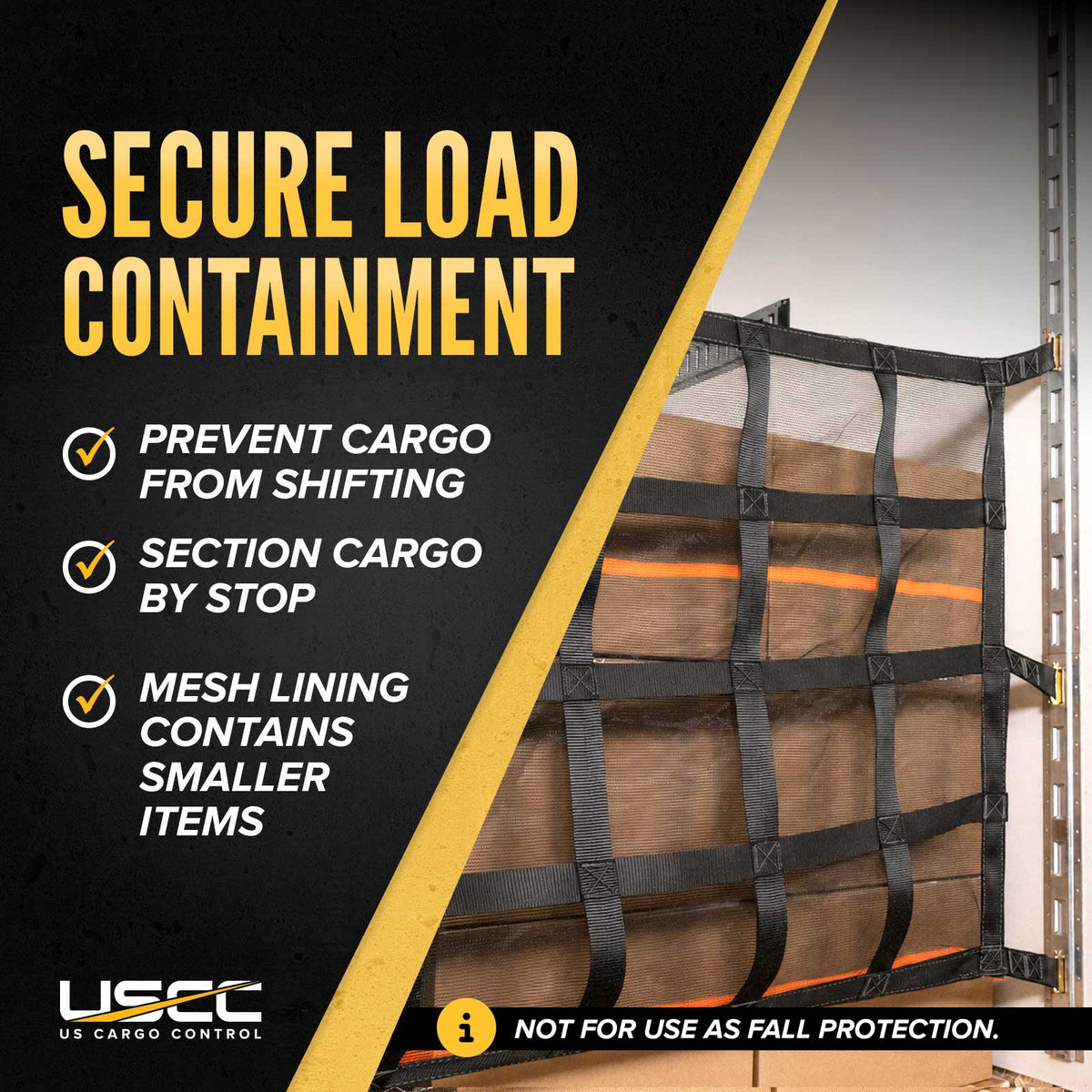 42" x 82" Heavy-Duty Cargo Net with Mesh Lining | Ratchets & E-Track Fittings