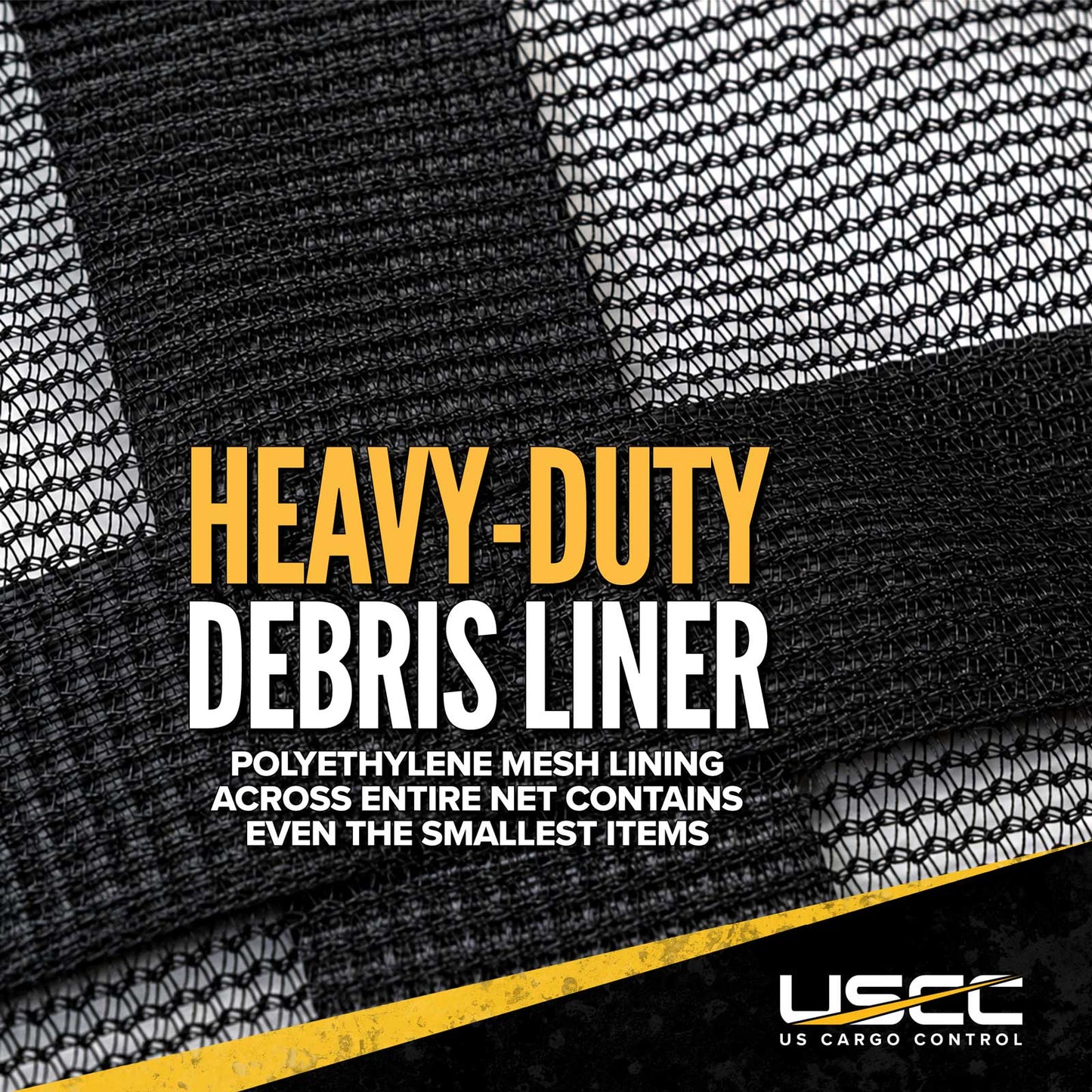 82" x 82" Heavy-Duty Cargo Net with Mesh Lining | Ratchets & E-Track Fittings