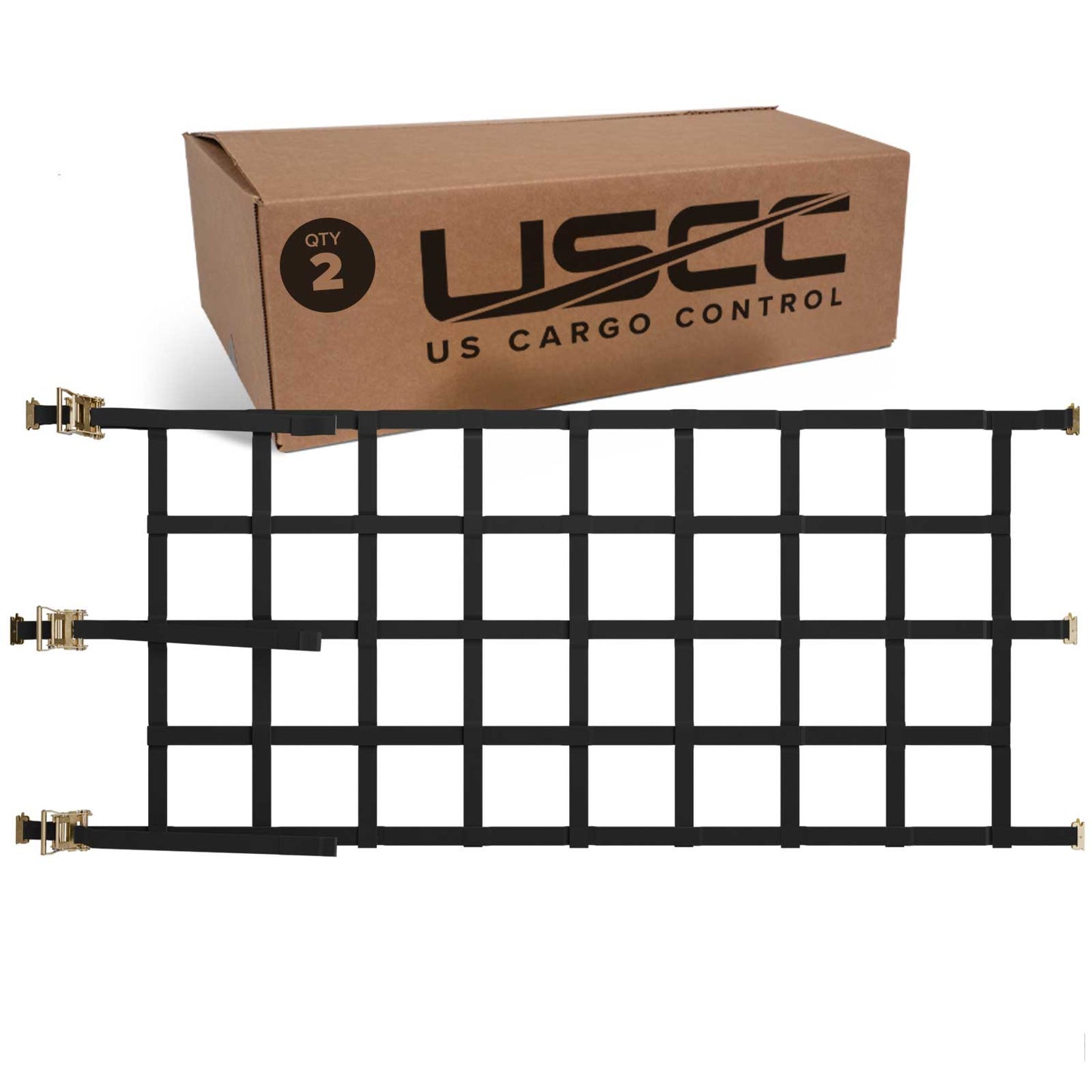 42" x 82" Heavy-Duty Cargo Net with Ratchets & E-Track Fittings | 2-Pack