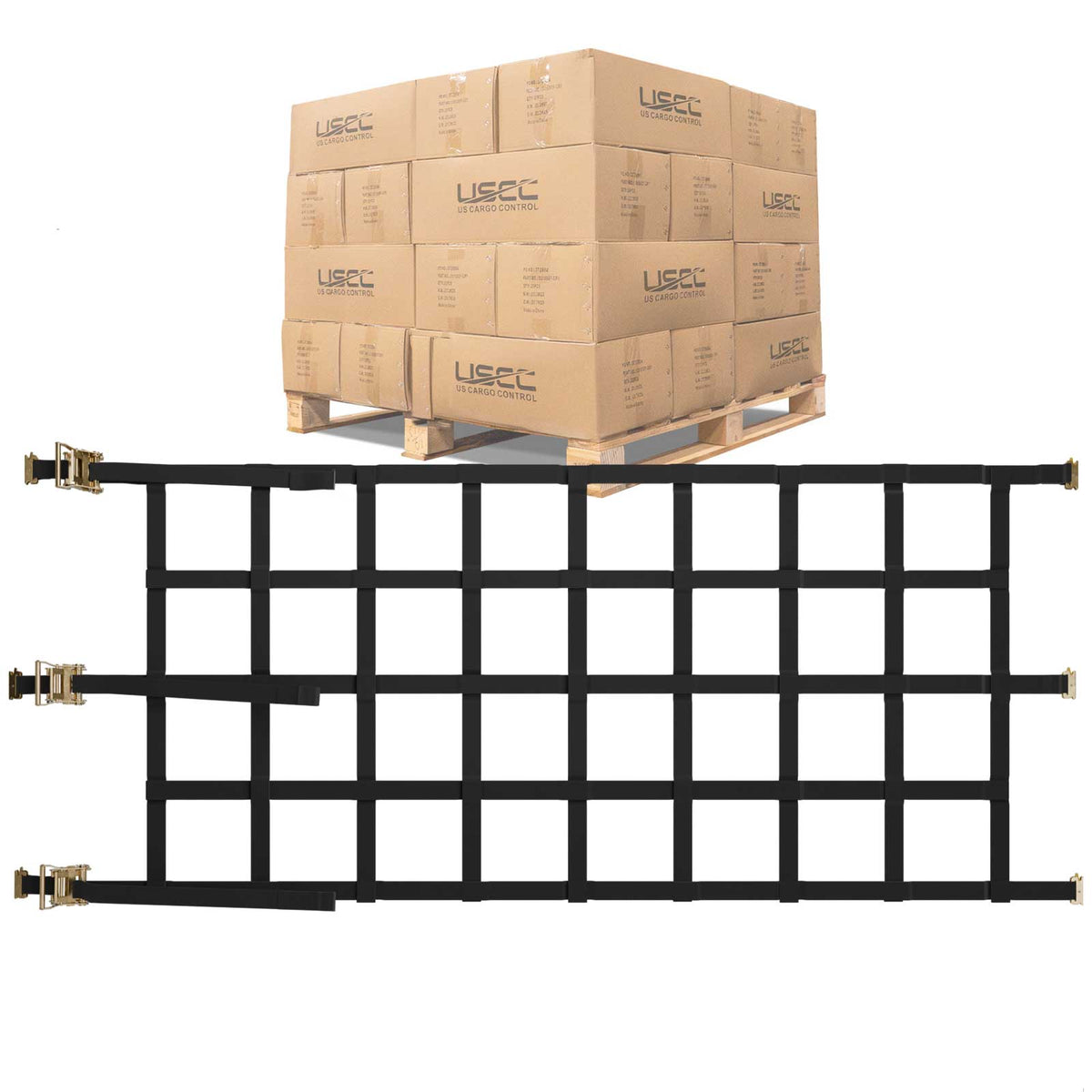 42" x 82" Heavy-Duty Cargo Net with Ratchets & E-Track Fittings | 72-Pack (Pallet)