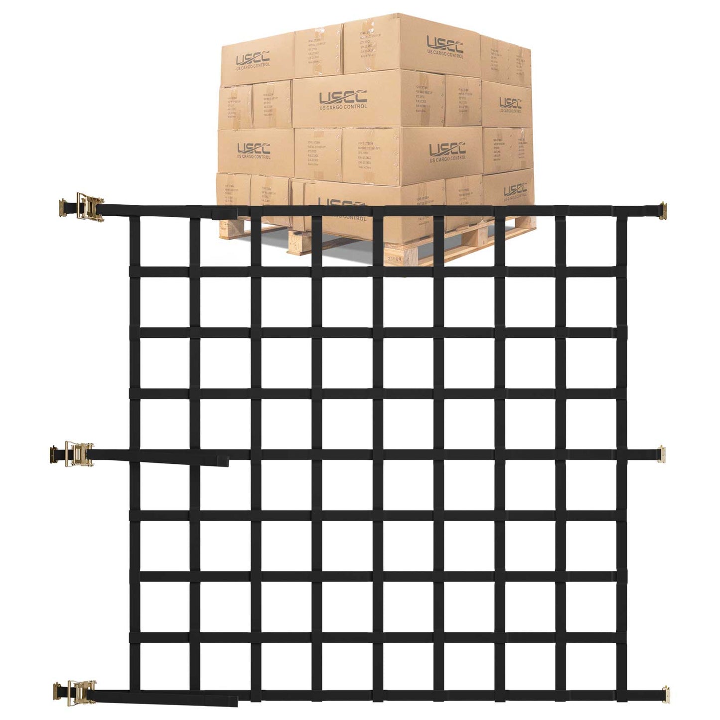 82" x 82" Heavy-Duty Cargo Net with Ratchets & E-Track Fittings | 48-Pack (Pallet)