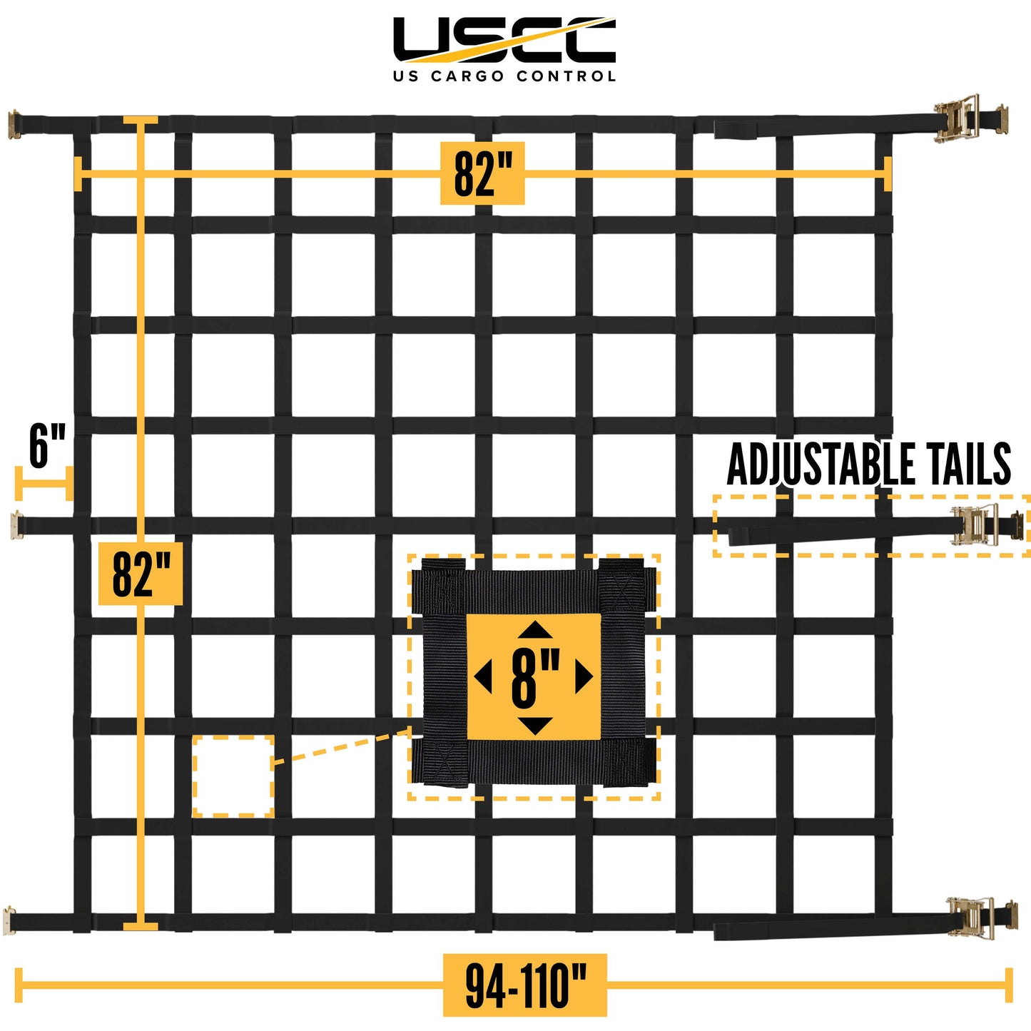 82" x 82" Heavy-Duty Cargo Net with Ratchets & E-Track Fittings | 2-Pack