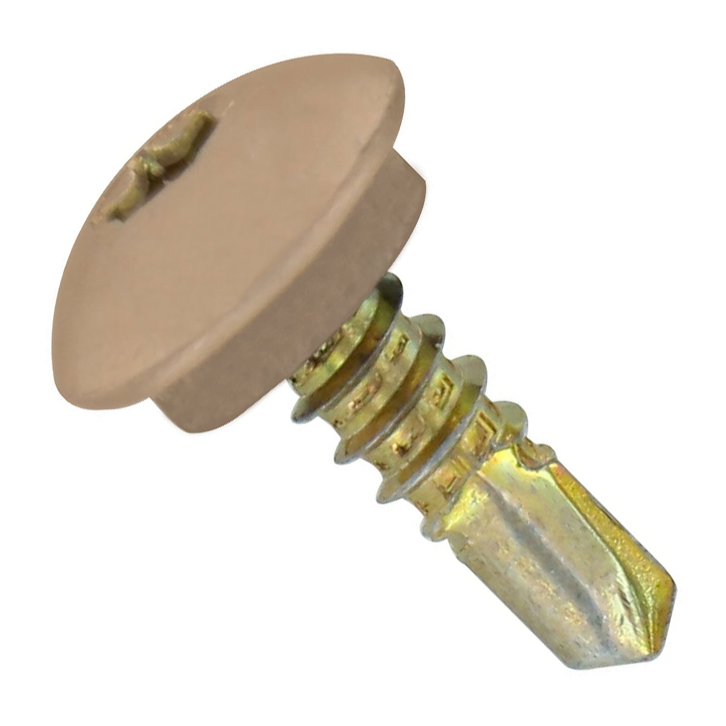 #1214 x 34 inch Eclipse Steelbinder Metal Roofing Screw Tan Pkg 250 image 1 of 2