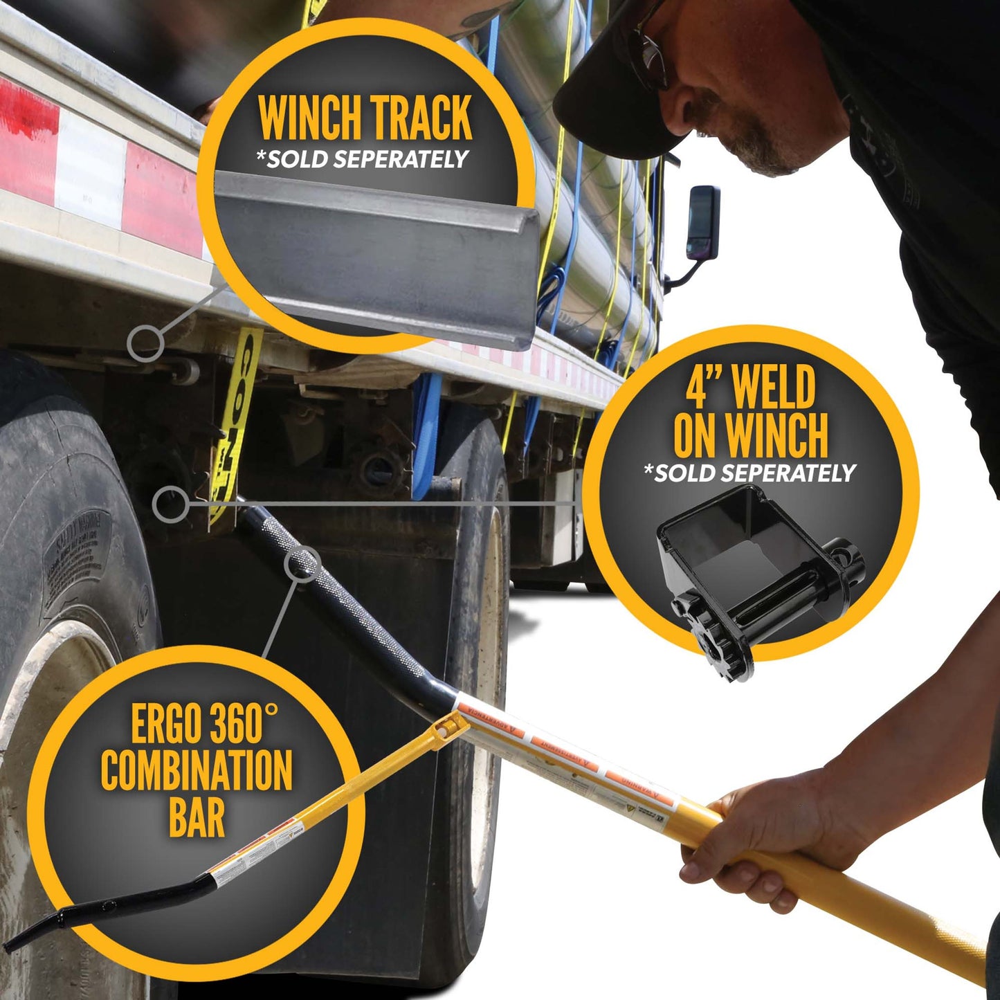 Ergo 360° Combination Winch Bar with Square Head - Painted Finish