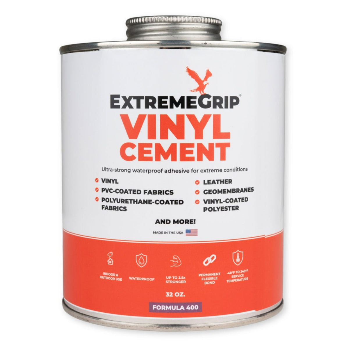 Rochford ExtremeGrip Vinyl Cement+ | 32oz. (Quart) | Brush Applicator Lid