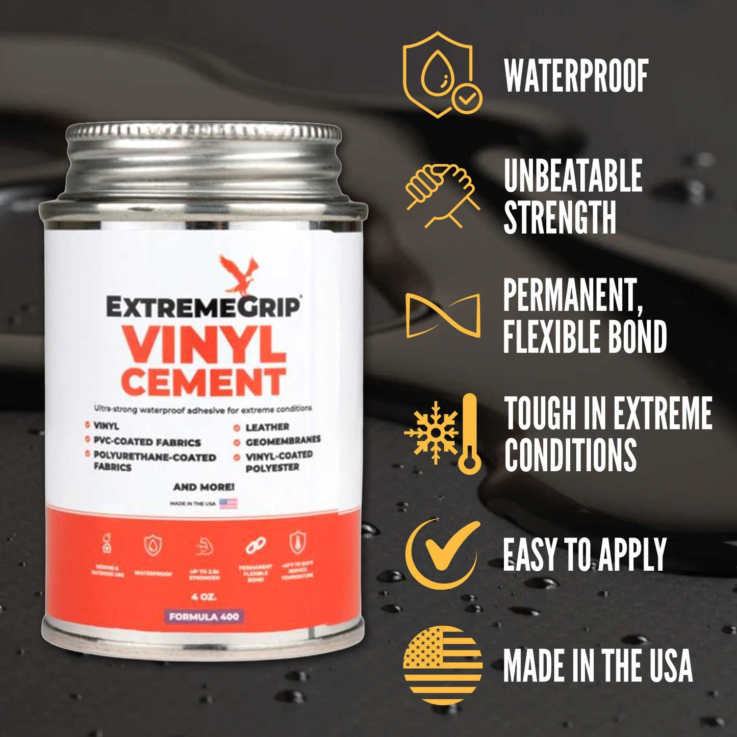 Rochford ExtremeGrip Vinyl Cement+ | 8oz. | Brush Applicator Lid