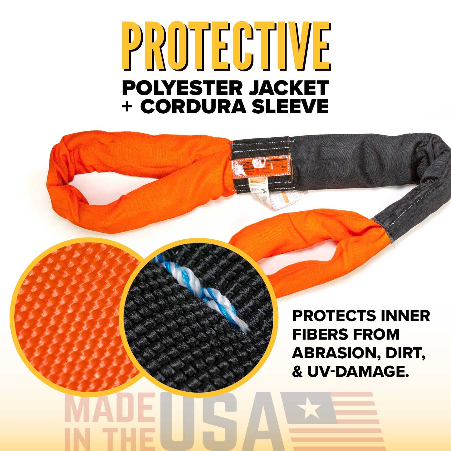 30' Domestic Eye & Eye Round Sling - Polyester | 90,000 lbs. Capacity