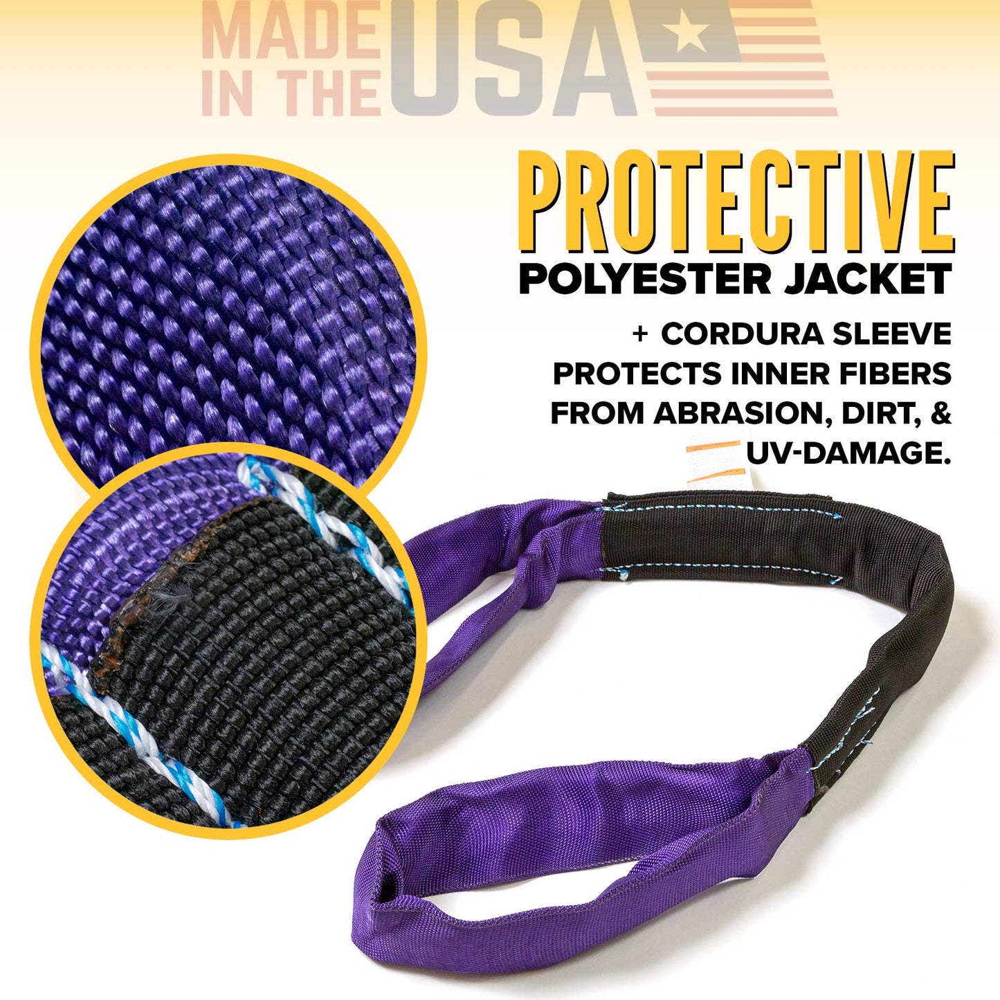 9' Domestic Eye & Eye Round Sling - Polyester | 2,600 lbs. Capacity