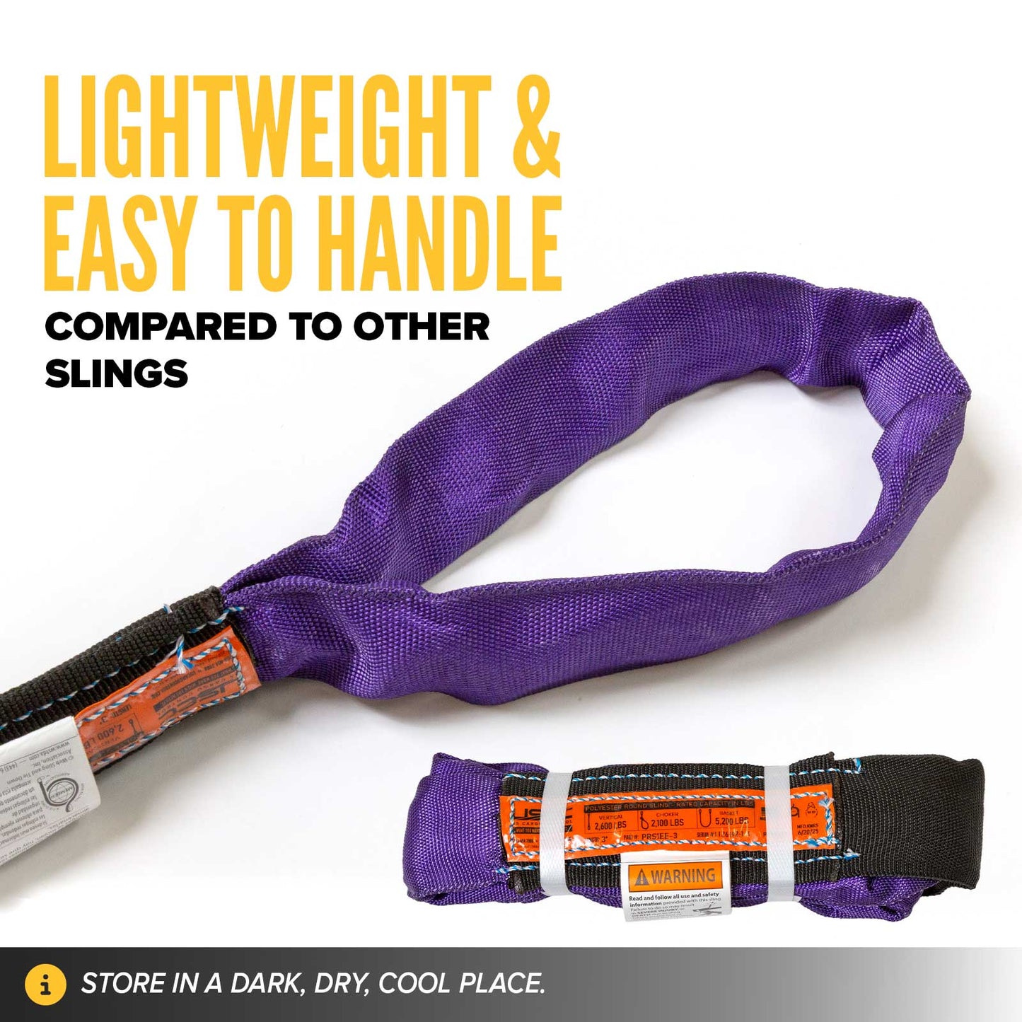 22' Domestic Eye & Eye Round Sling - Polyester | 2,600 lbs. Capacity