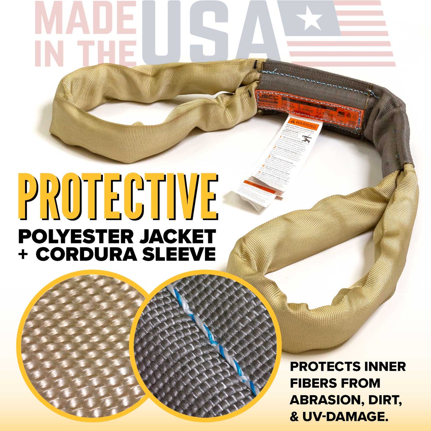 3' Domestic Eye & Eye Round Sling - Polyester | 10,600 lbs. Capacity