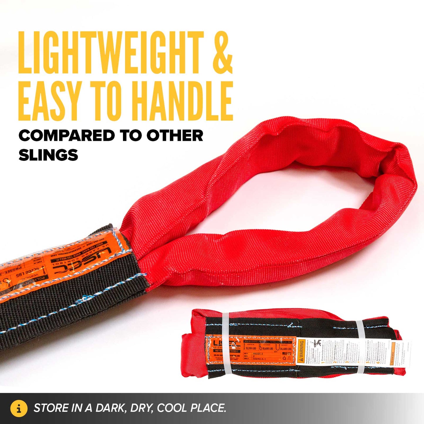9' Domestic Eye & Eye Round Sling - Polyester | 13,200 lbs. Capacity