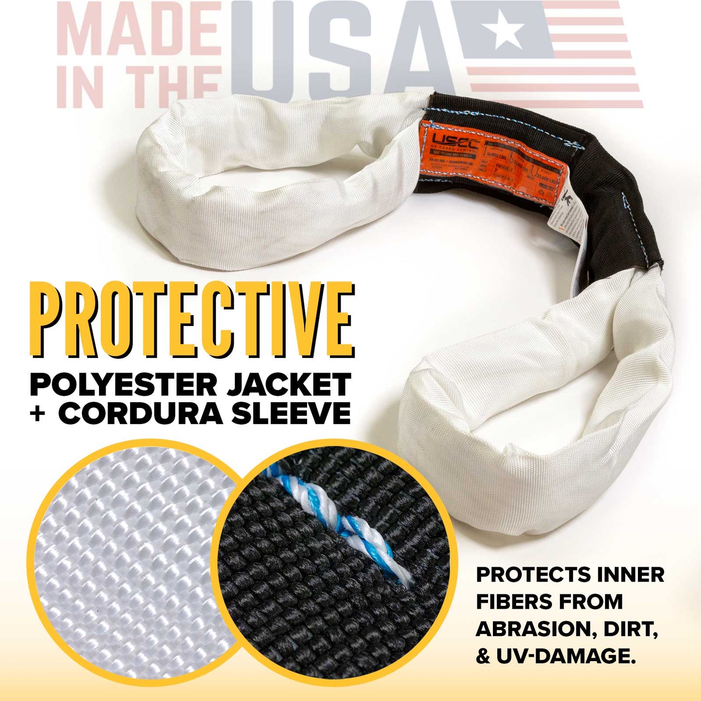 18' Domestic Eye & Eye Round Sling - Polyester | 16,800 lbs. Capacity