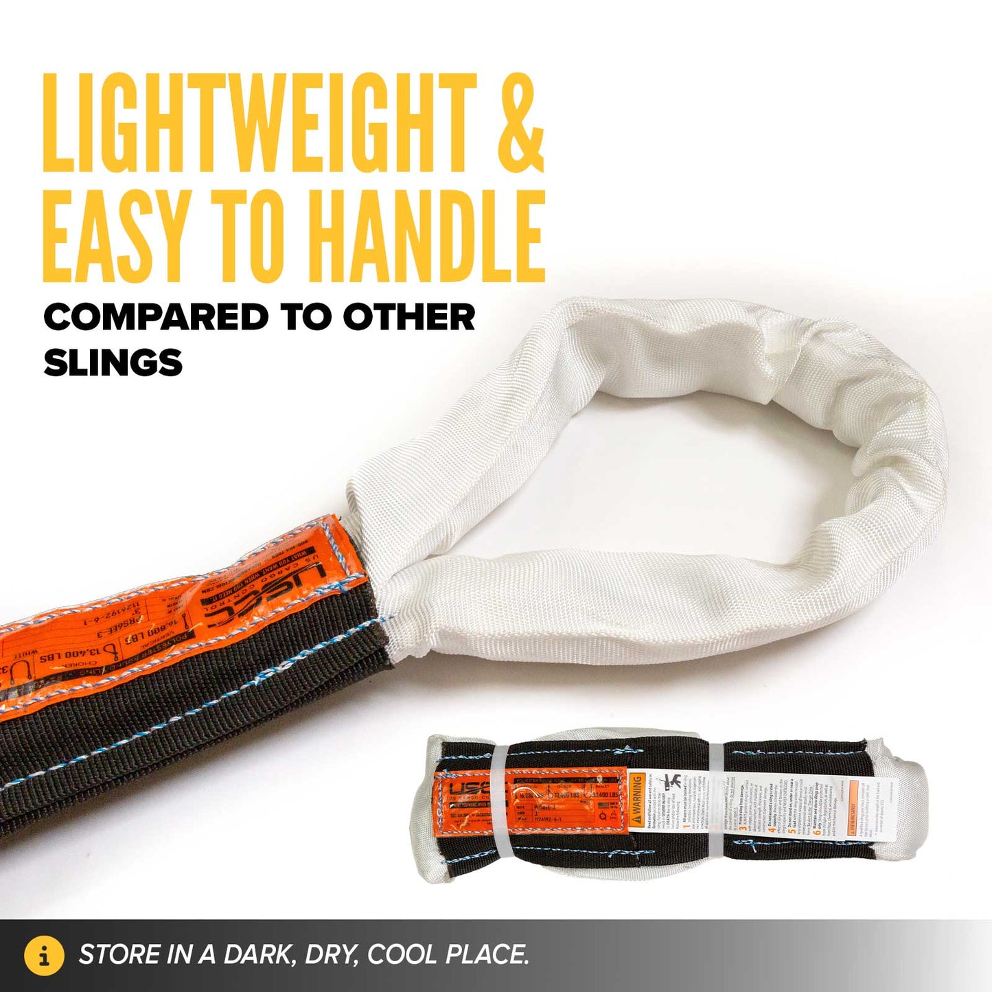 7' Domestic Eye & Eye Round Sling - Polyester | 16,800 lbs. Capacity