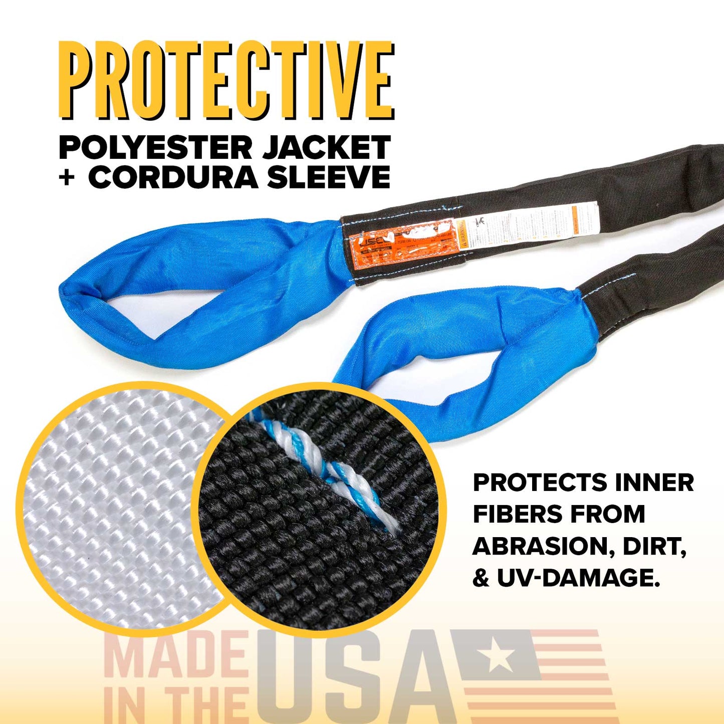 18' Domestic Eye & Eye Round Sling - Polyester | 21,200 lbs. Capacity