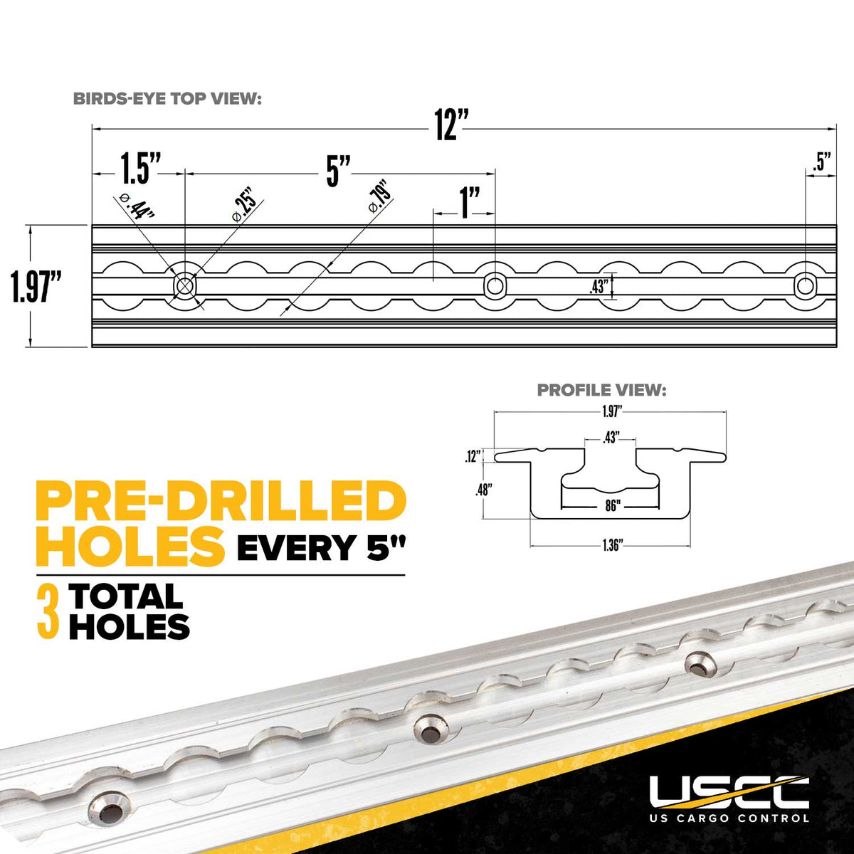 12" Flanged L-Track Kit | Aluminum