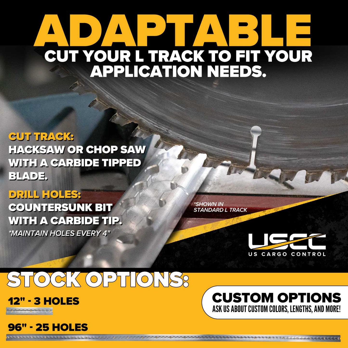96" Flanged L-Track Kit | Aluminum | 2-Pack