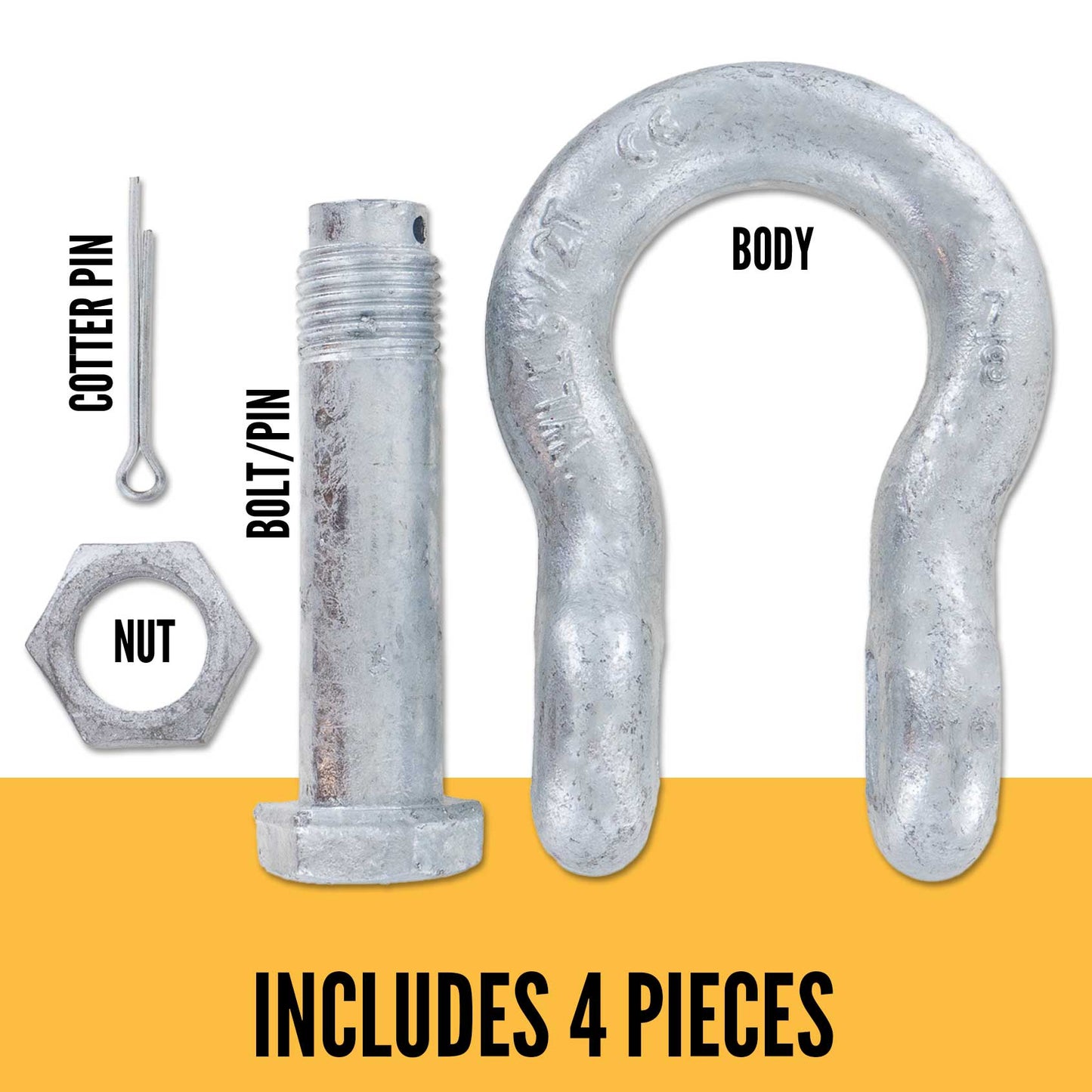 3" Galvanized Bolt Type Anchor Shackle - 85 Ton