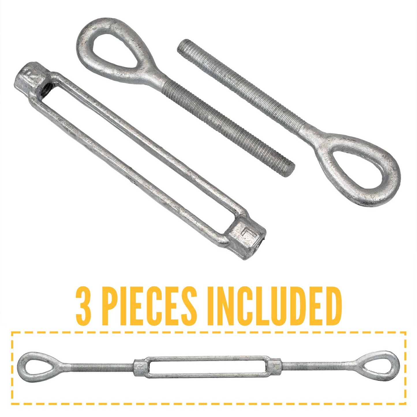 1-1/2" x 24" Eye & Eye Galvanized Turnbuckle