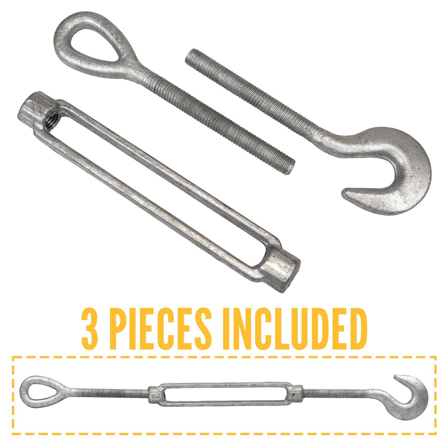 3/4" x 12" Hook & Eye Galvanized Turnbuckle