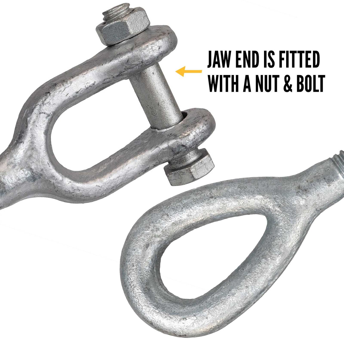 1/2" x 9" Jaw & Eye Galvanized Turnbuckle