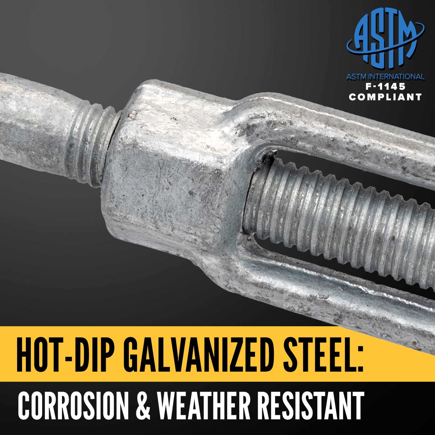 1" x 12" Jaw & Jaw Galvanized Turnbuckle