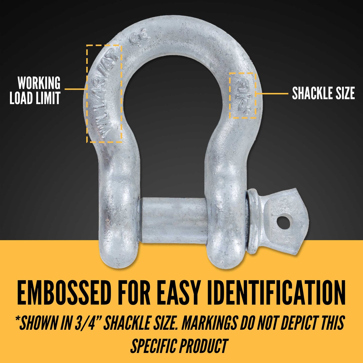 7/16" Galvanized Screw Pin Anchor Shackle - 1.5 Ton