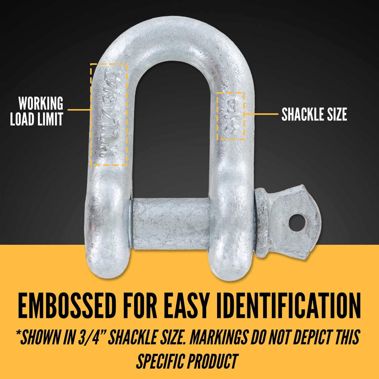 1/4" Galvanized Screw Pin Chain Shackle - 0.5 Ton