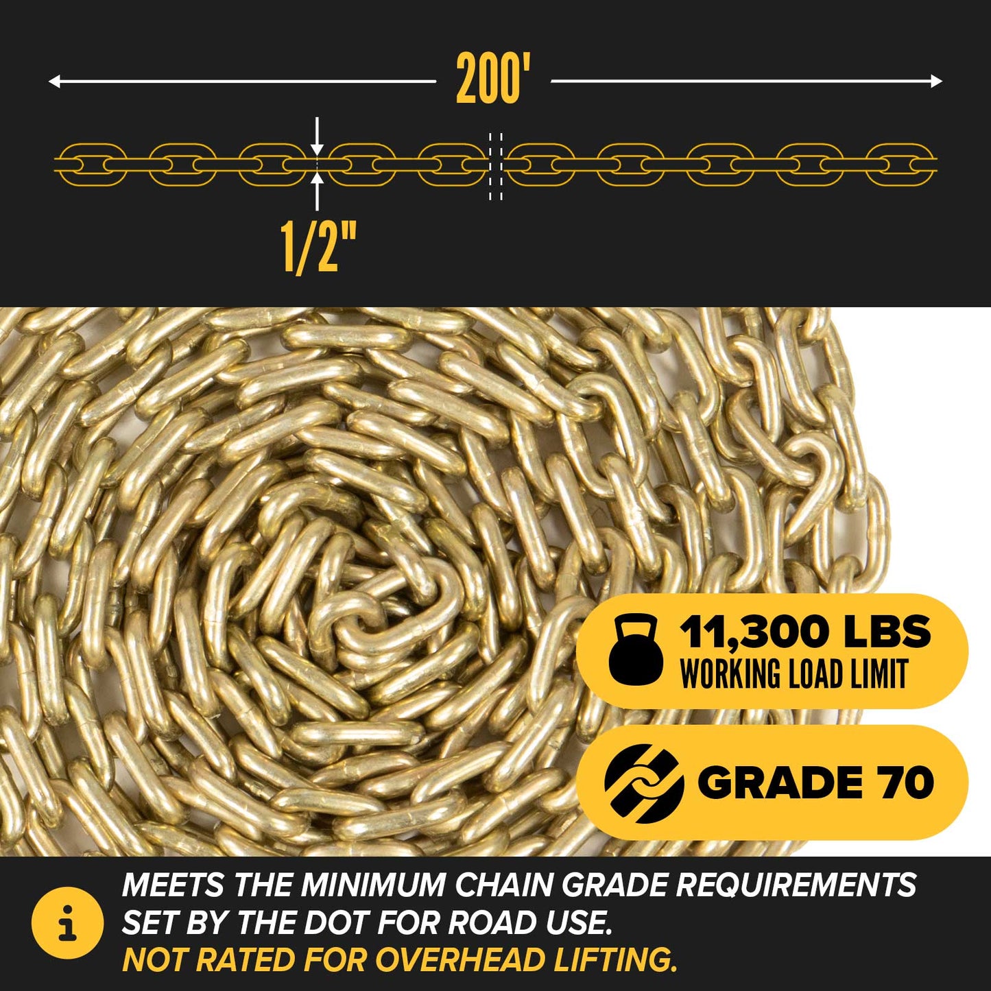1/2" x 200' Transport Chain Drum | Grade 70