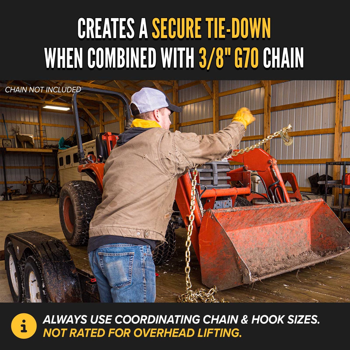 3/8" Clevis Grab Hook with Latch | Grade 70