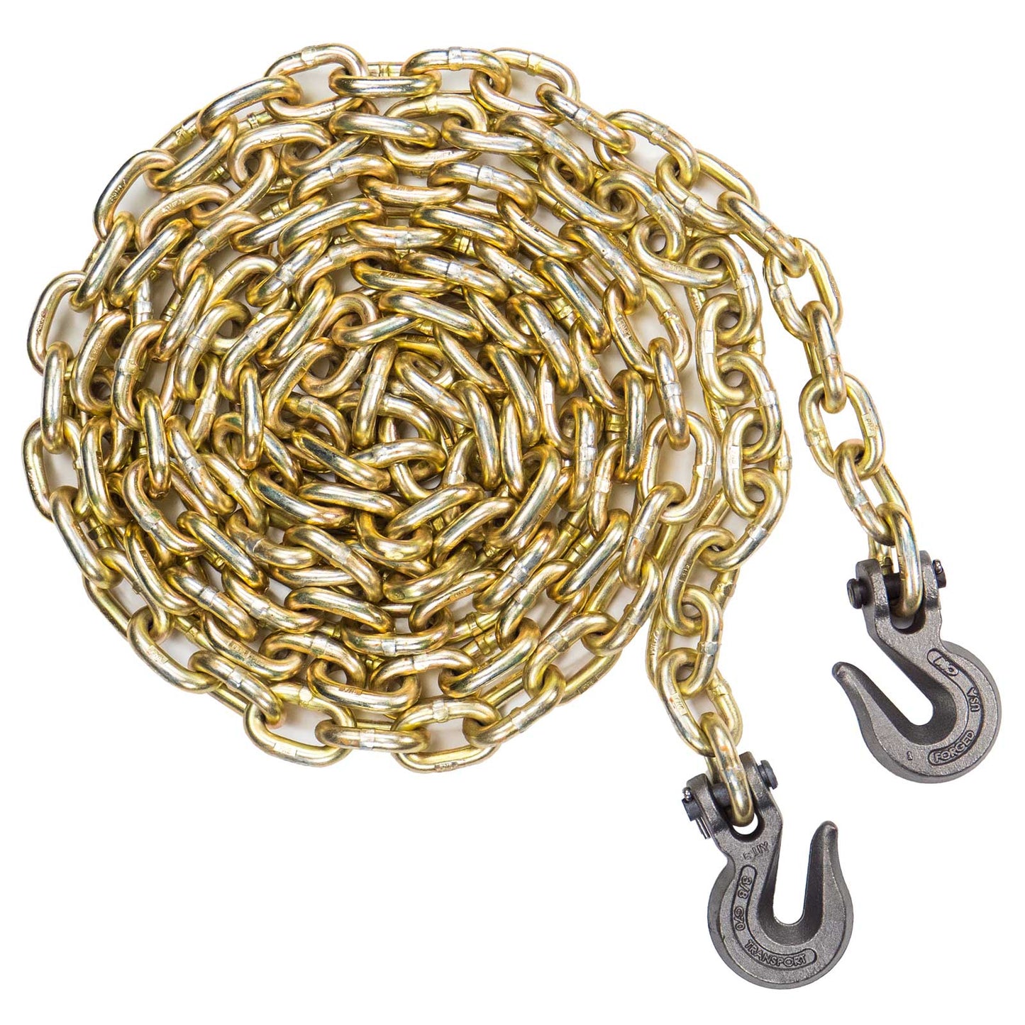 3/8" x 16' CM® Grade 70 Transport Chain with Clevis Grab Hooks | Made in USA