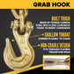 1/2" x 10' Grade 70 Transport Chain | Clevis Grab Hook & Clevis Slip Hook with Latch