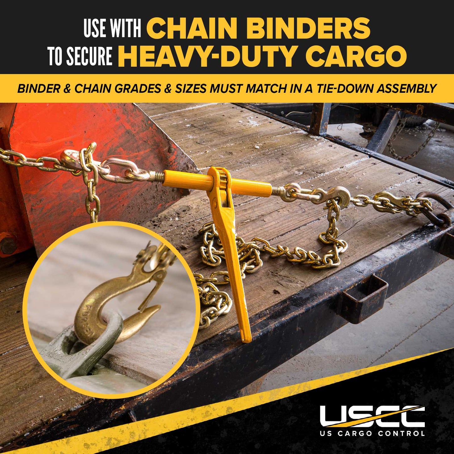 1/2" x 16' Grade 70 Transport Chain | Clevis Grab Hook & Clevis Slip Hook with Latch