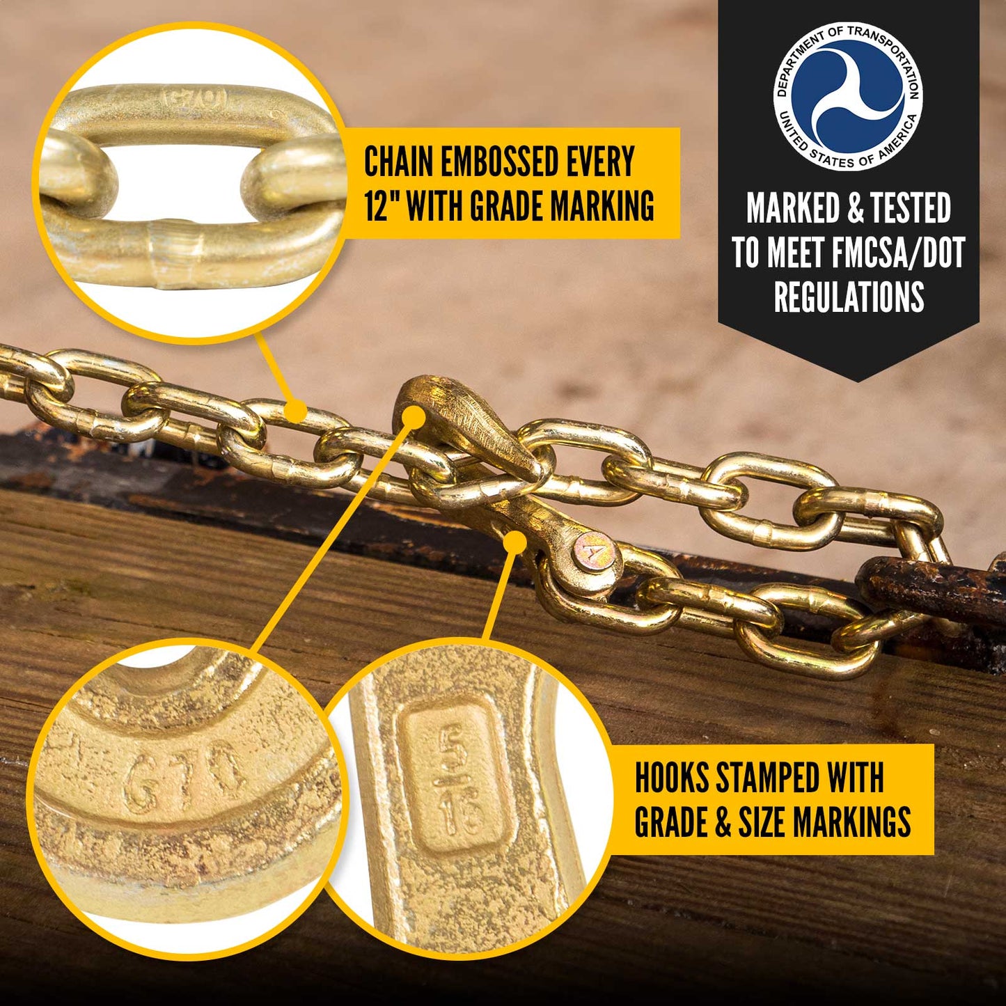 Transport Chain Grade 70 5/16" x 20' Standard Link - 2 Pack