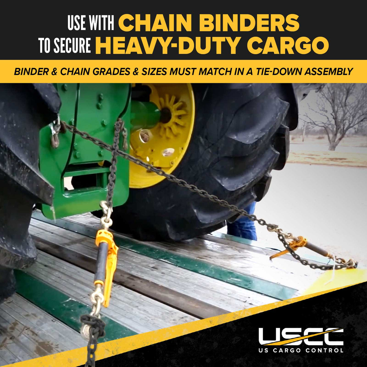 3/8" x 20' Tie Down Chain with Clevis Grab Hooks | Grade 80