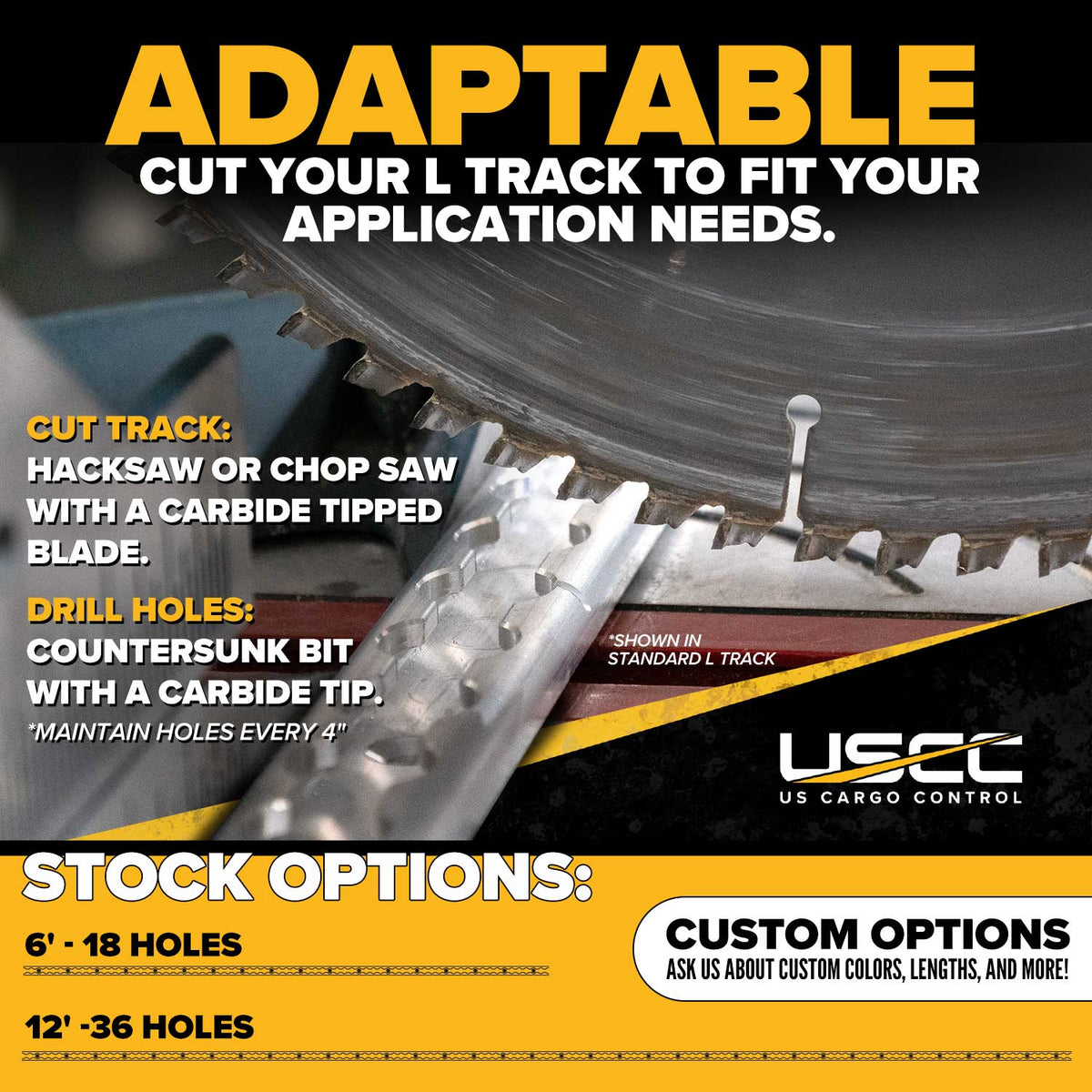 6' Heavy Duty L-Track Kit with Fasteners | 6351 Aluminum