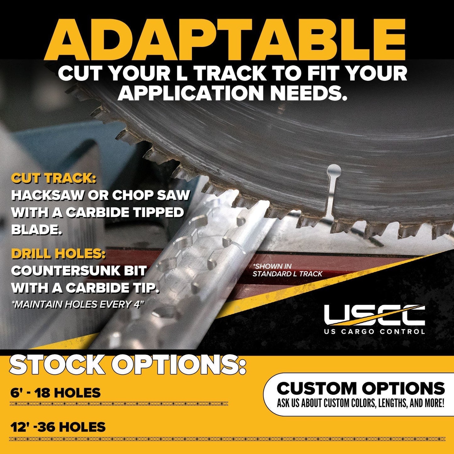 6' Heavy Duty L-Track - Airline-Style Kit | 6351-T6 Aluminum