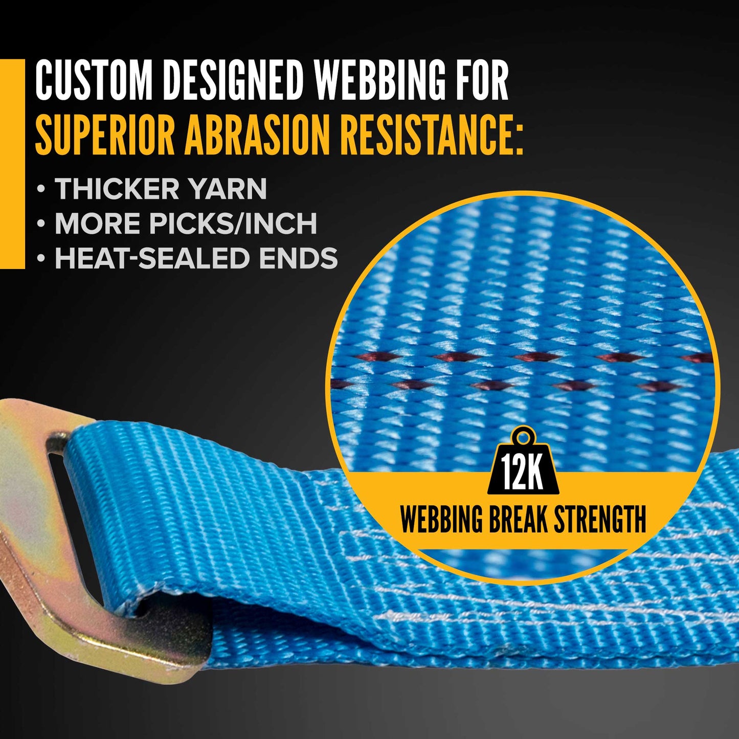 2" x  8' Blue Auto Tie Down Ratchet Strap 10,000 lbs w/ Axle Strap