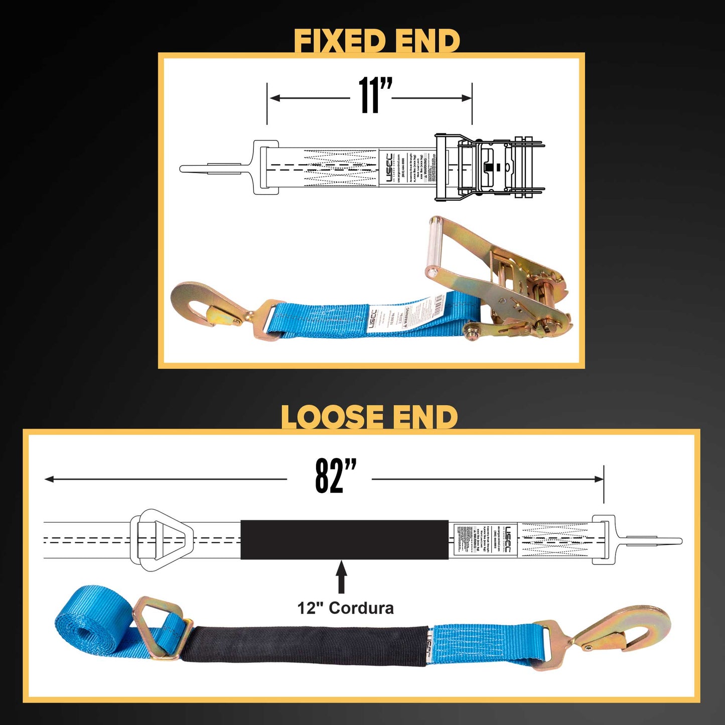 2" x  8' Blue Auto Tie Down Ratchet Strap 10,000 lbs w/ Axle Strap